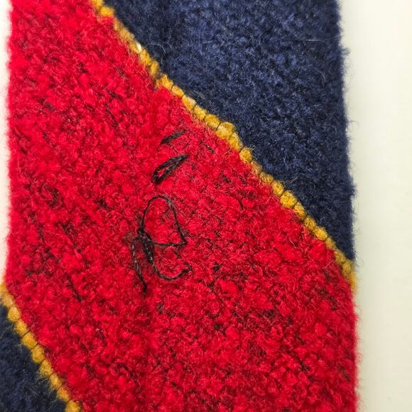 Vintage JC Penney Repp Tie Red Navy Gold Stripe Wide 70s Preppy Look 4” Wide - Picture 8 of 12
